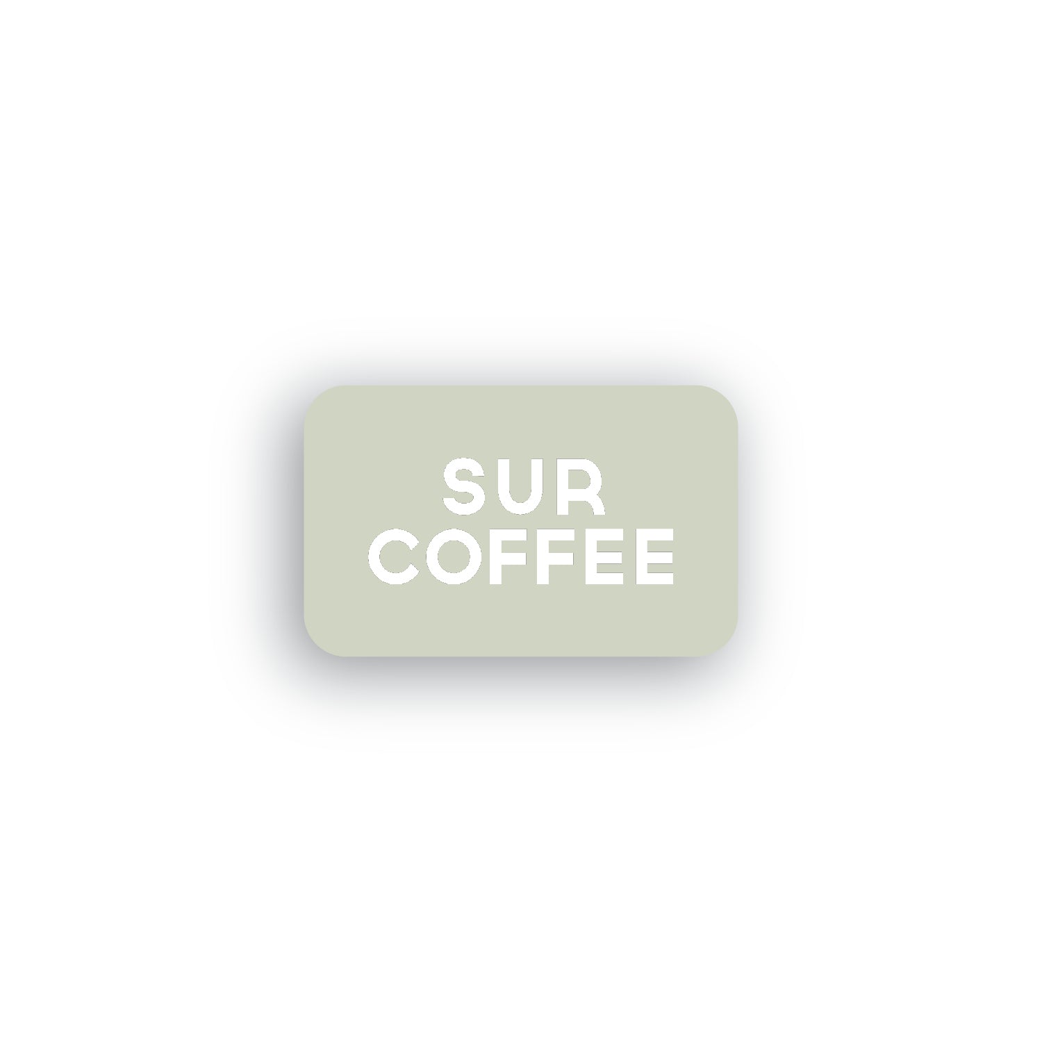 Light gray rectangular Sur Coffee gift card with bold white text centered on a white background.